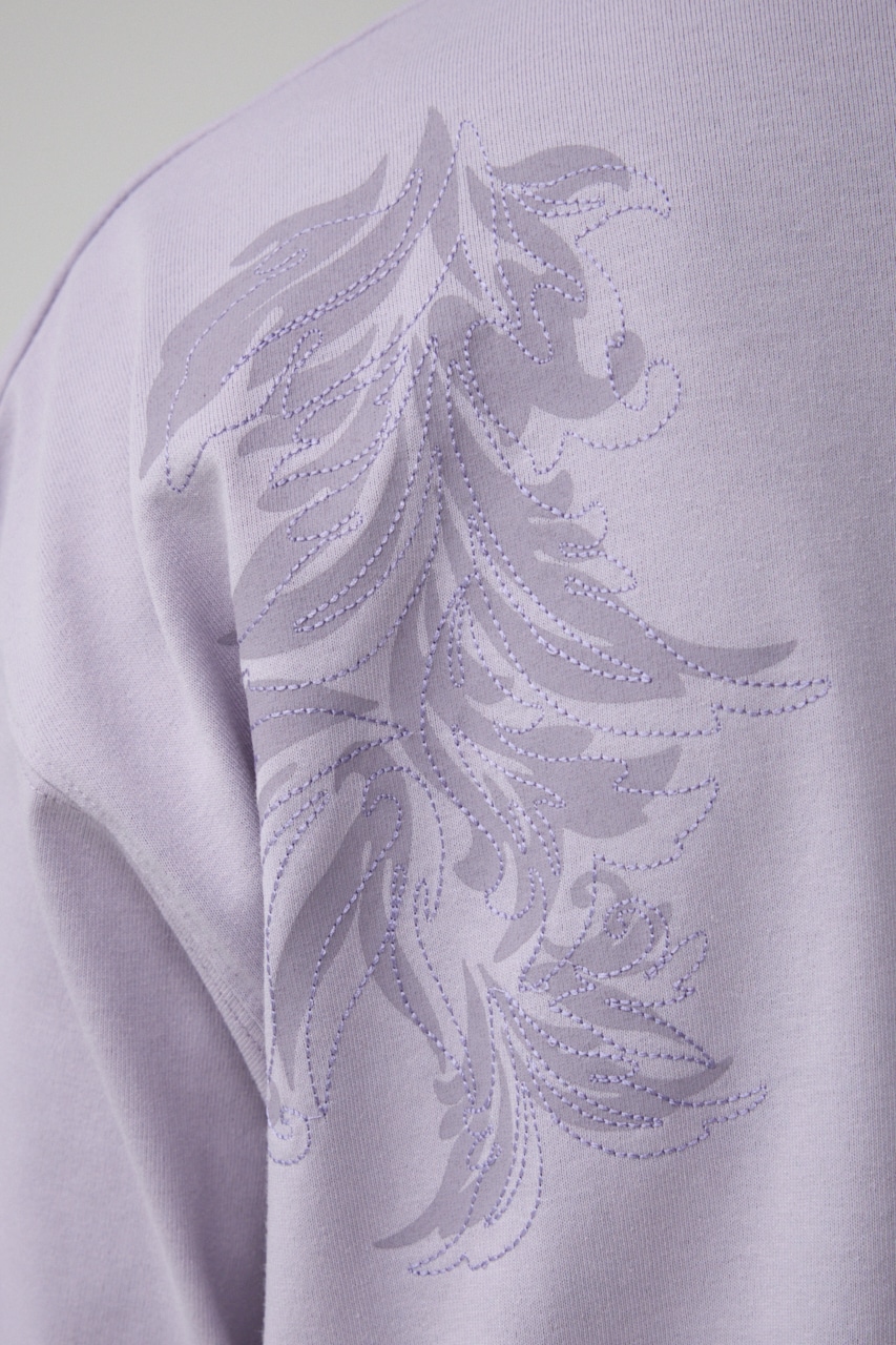 フラワープリント刺繍TEE L/PUR FREE