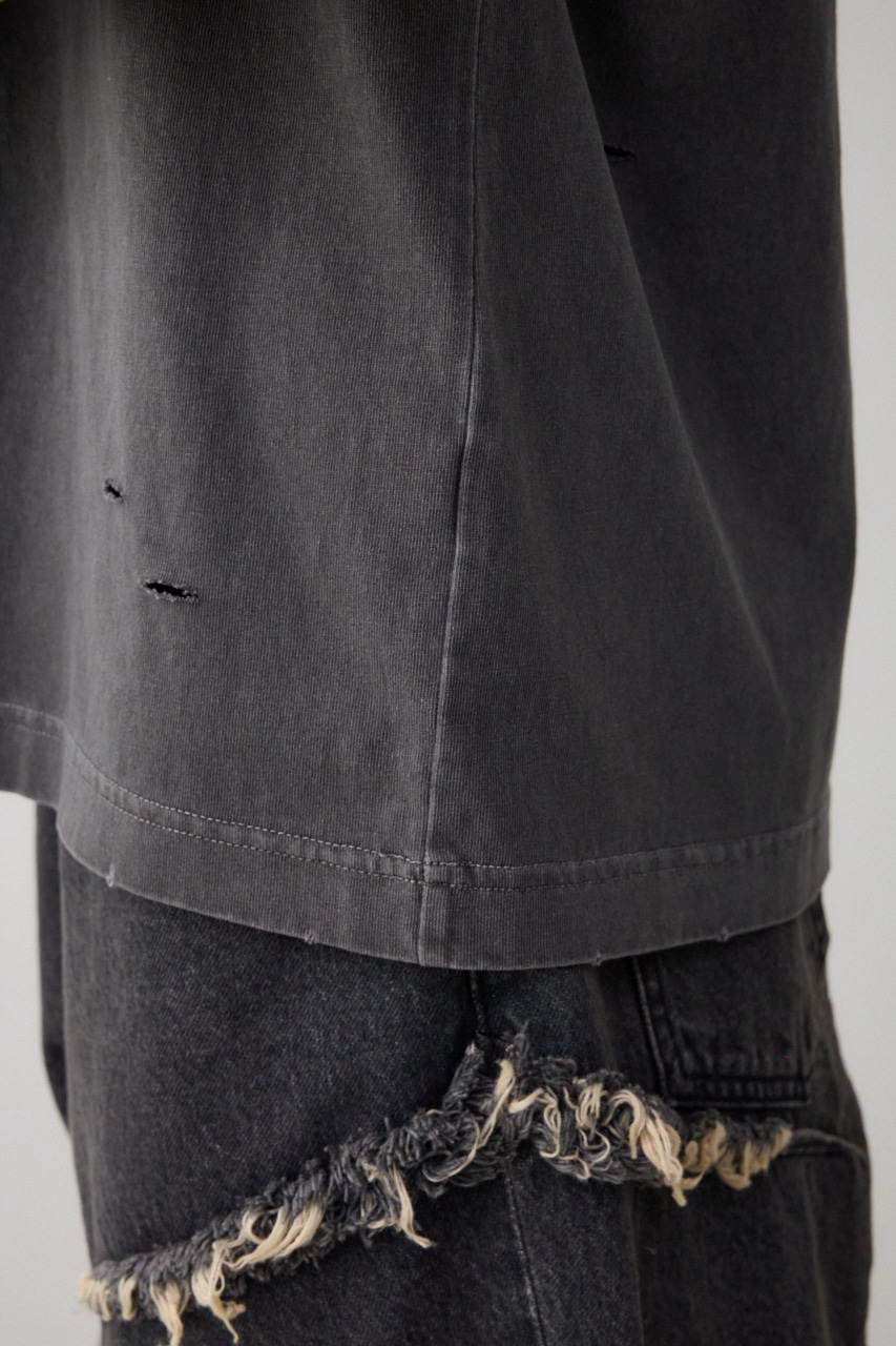 ピグメントダメージTシャツ BLK FREE