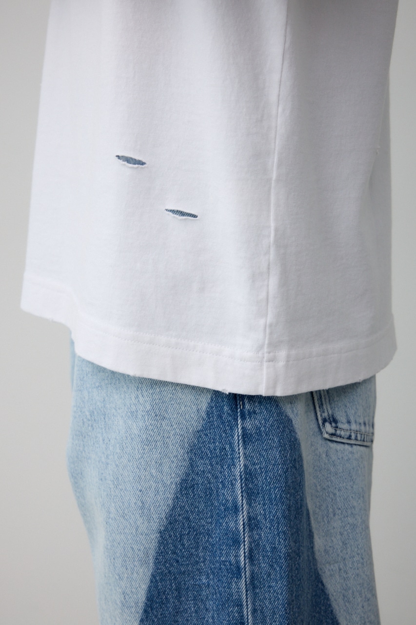 ピグメントダメージTシャツ O/WHT FREE