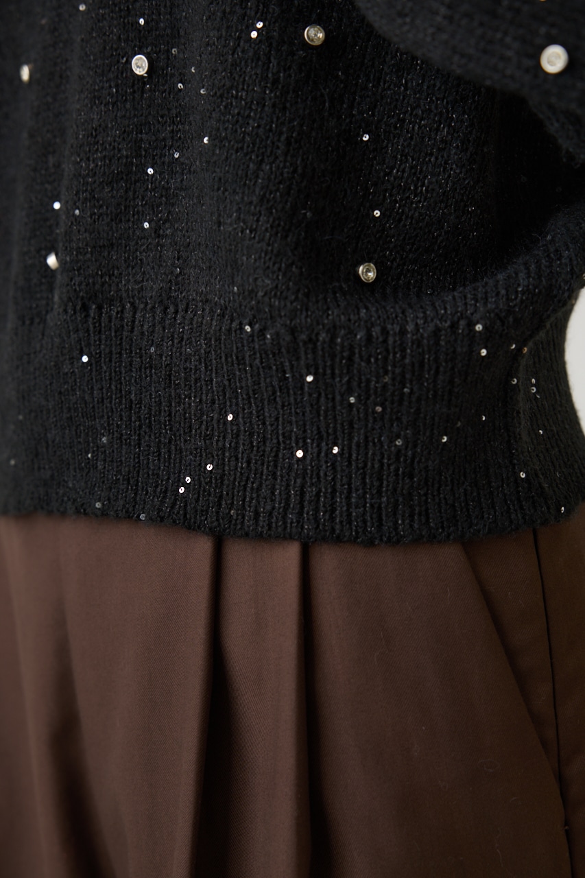 ラインストーンニット BLK FREE