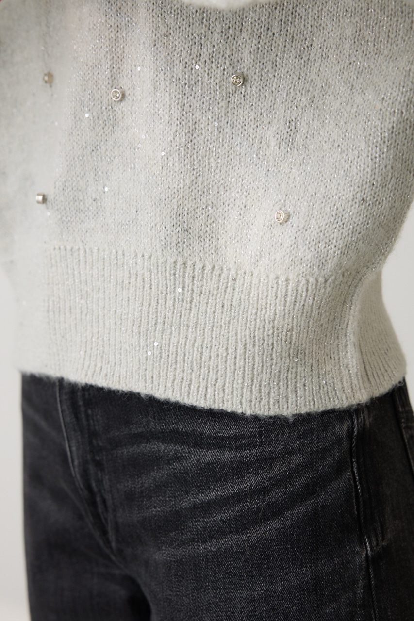 ラインストーンニット GRY FREE