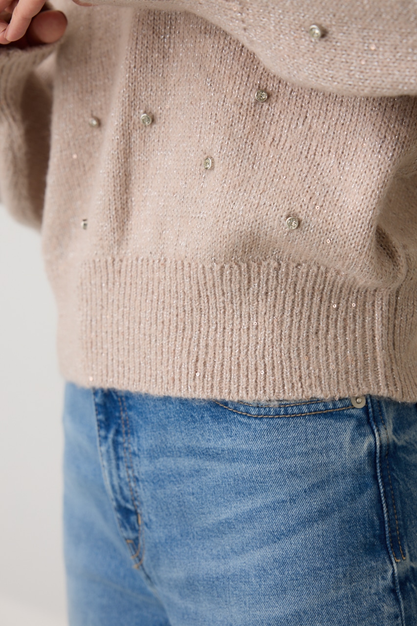 ラインストーンニット L/PNK FREE