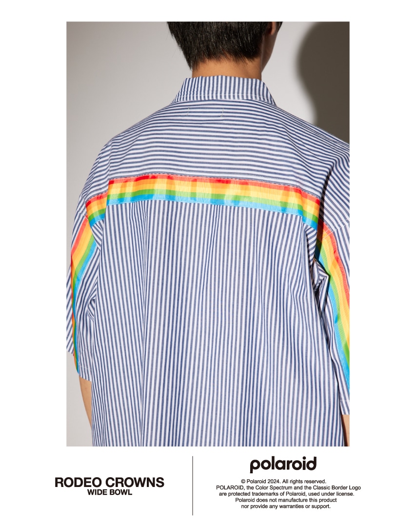 Polaroid バックラインシャツ 柄BLU L