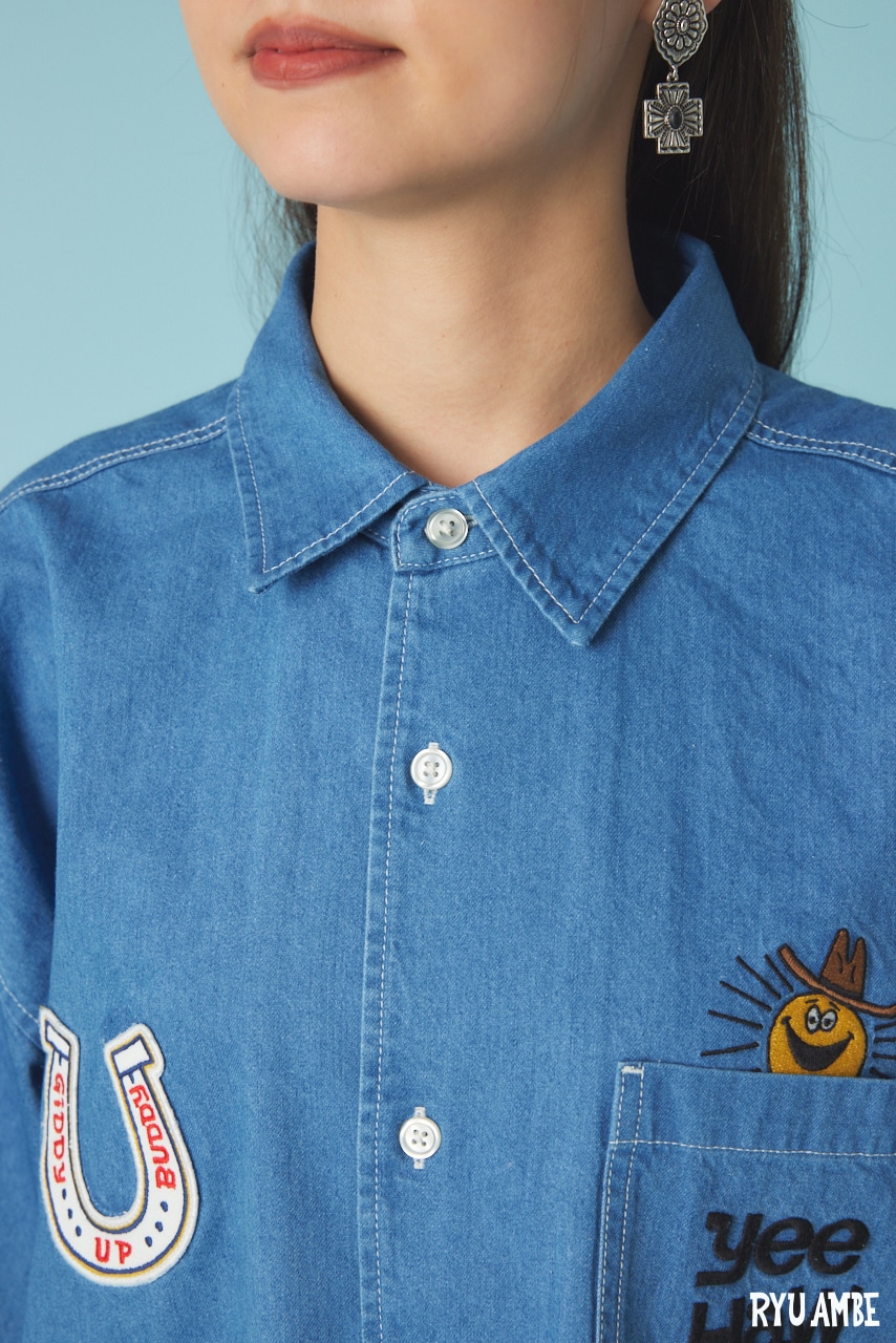 【UNISEX】(Ryu Ambe)Yee Haw シャツ BLU FREE