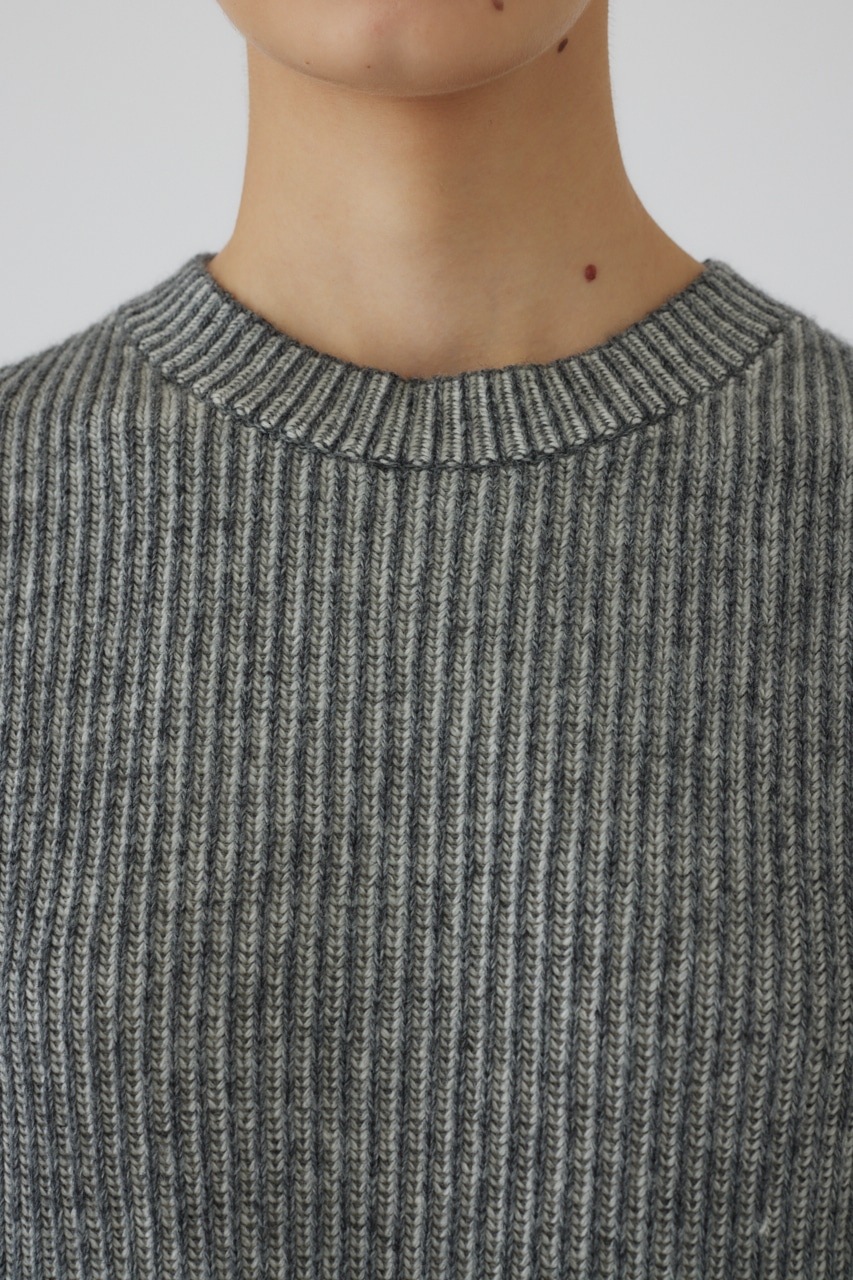 【LIMITED SALE】Curved mix color tunic L/GRY FREE