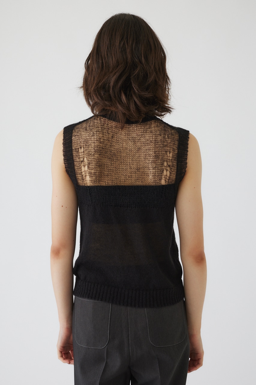 Mohair mix minimum knit vest BLK FREE