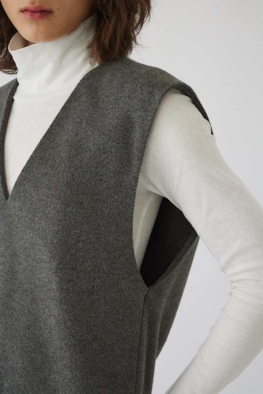 Soft felt long vest GRY 36