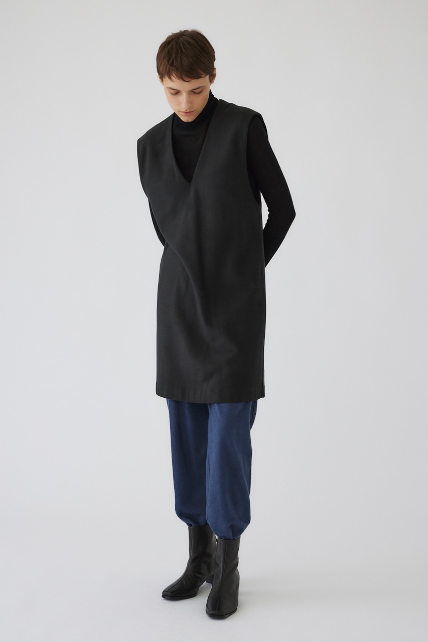 Soft felt long vest L/BLK 36