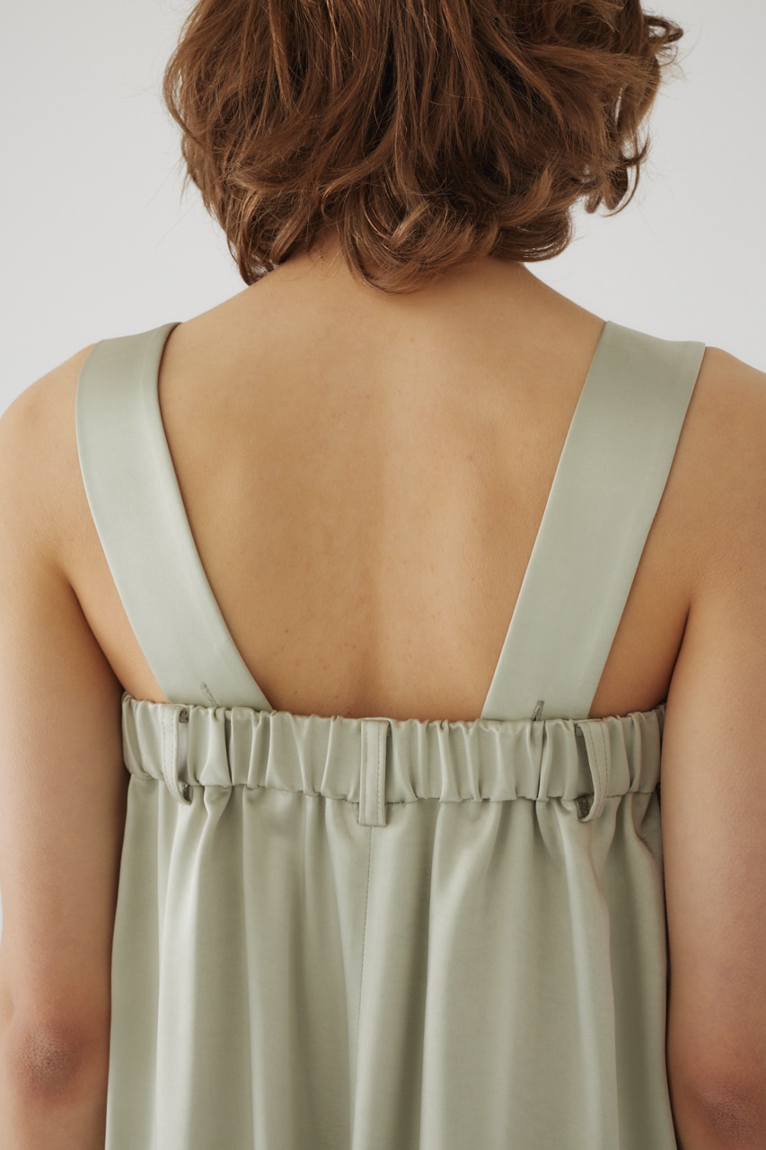 【LIMITED SALE】Satin slacks all in one L/GRN 38