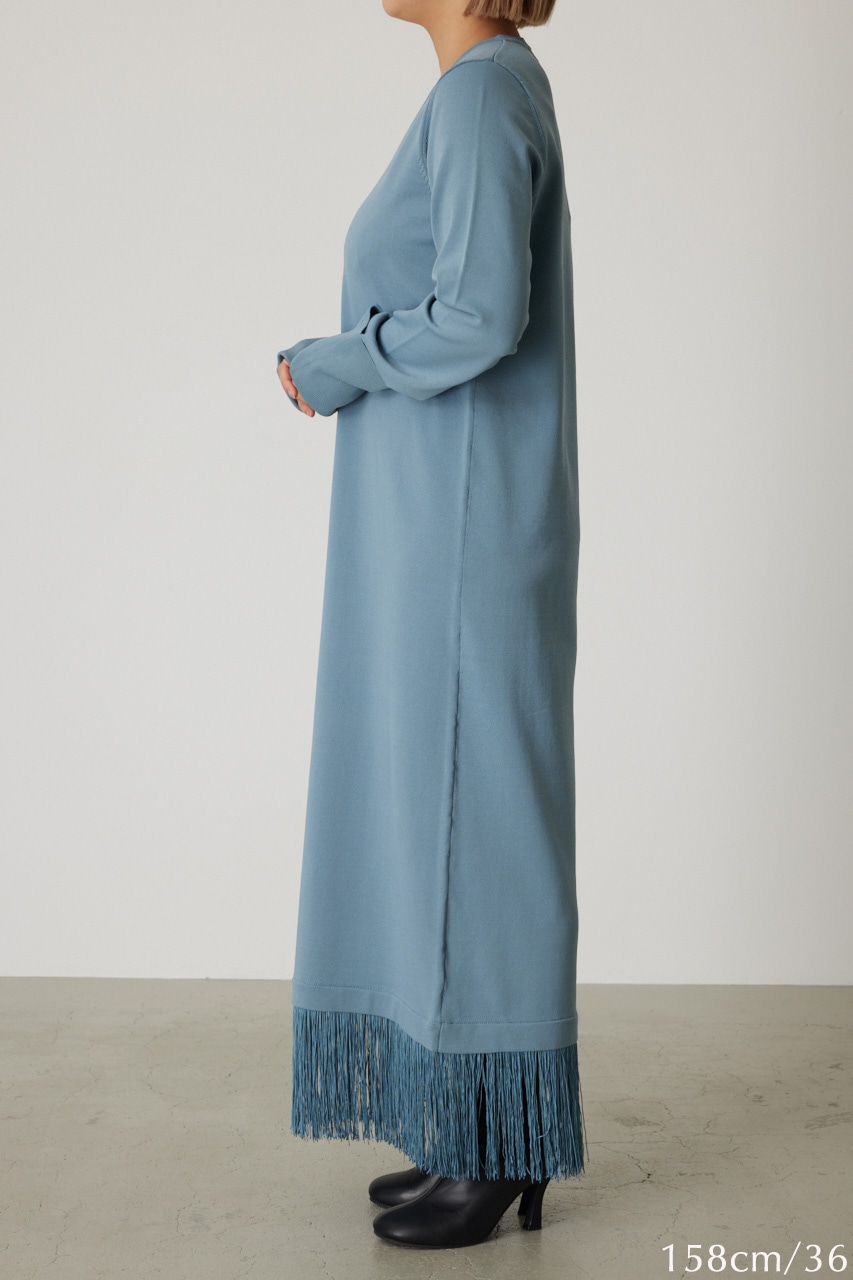 【LIMITED SALE】Fringe flare dress BLU 38