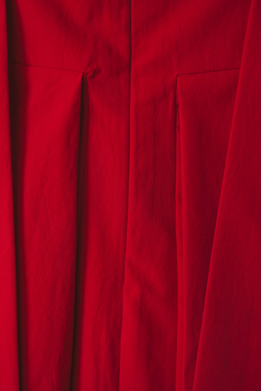 サイドパネルフレアワンピース RED M