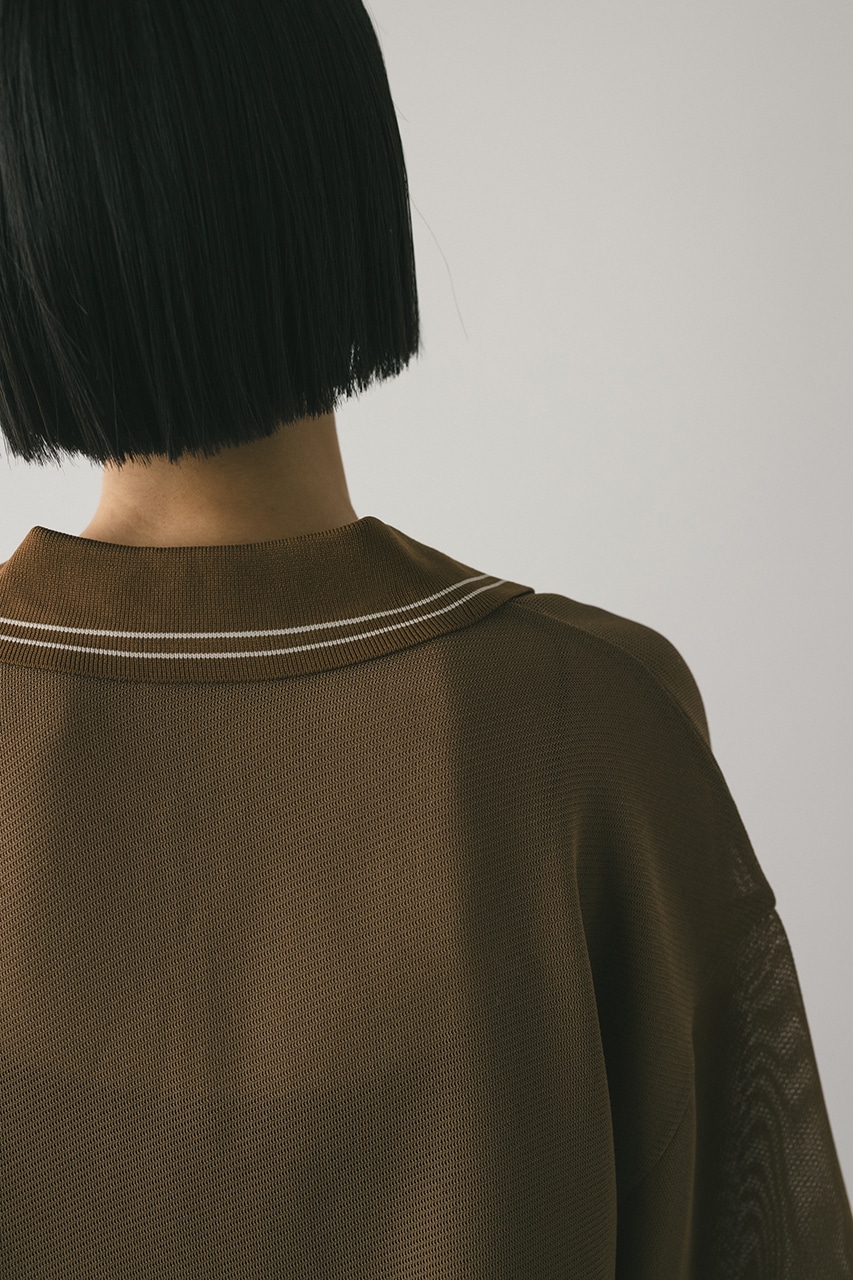 ラインカラーメッシュトップ BRN FREE