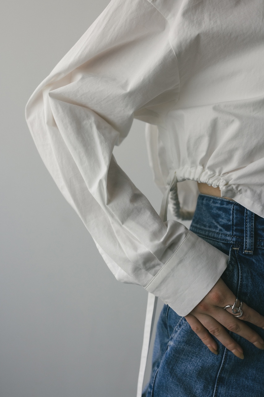 ヘムギャザーショートシャツ WHT FREE