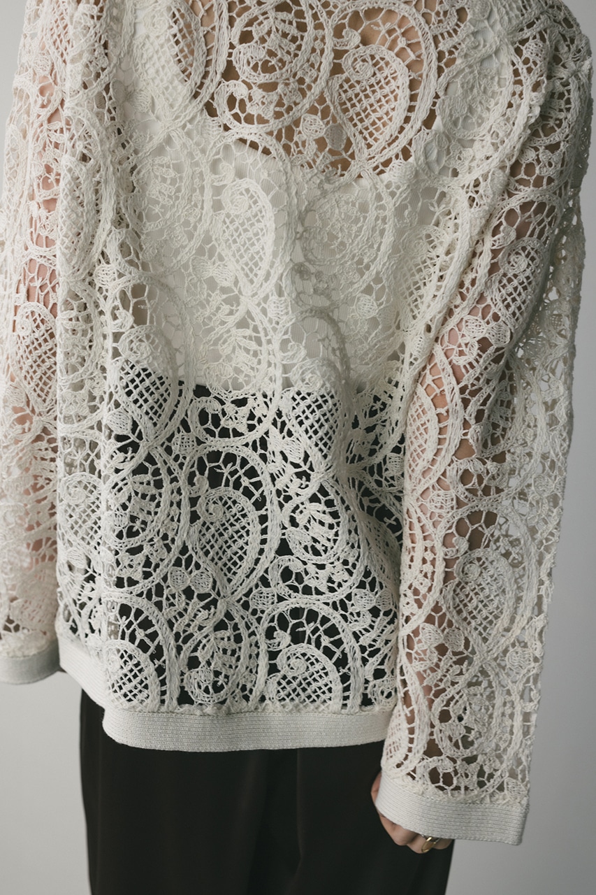 クロシェレースニットシャツ WHT FREE