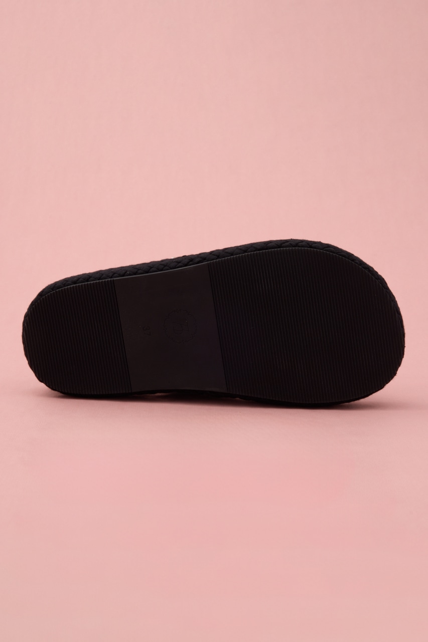 パフバックルフラットサンダル BLK 24.5cm