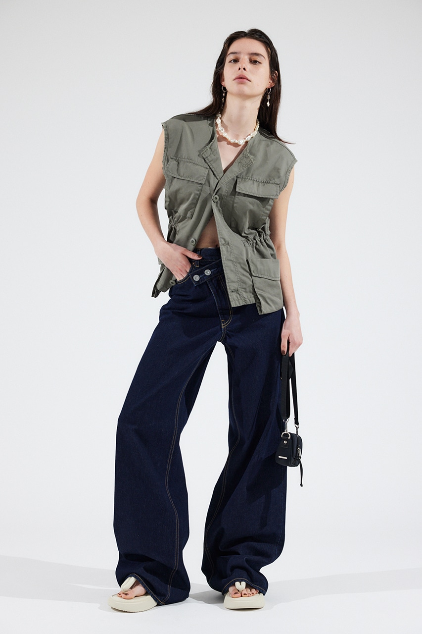 MOUSSY CROSS WAIST WIDE STRAIGHT ブラック 2 MOUSSY | CROSS WAIST