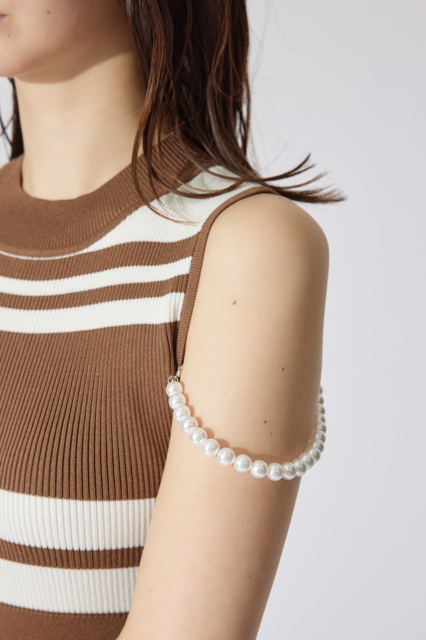 【一部店舗・WEB限定】フェイクパールショルダージャガードニットワンピース BRN FREE