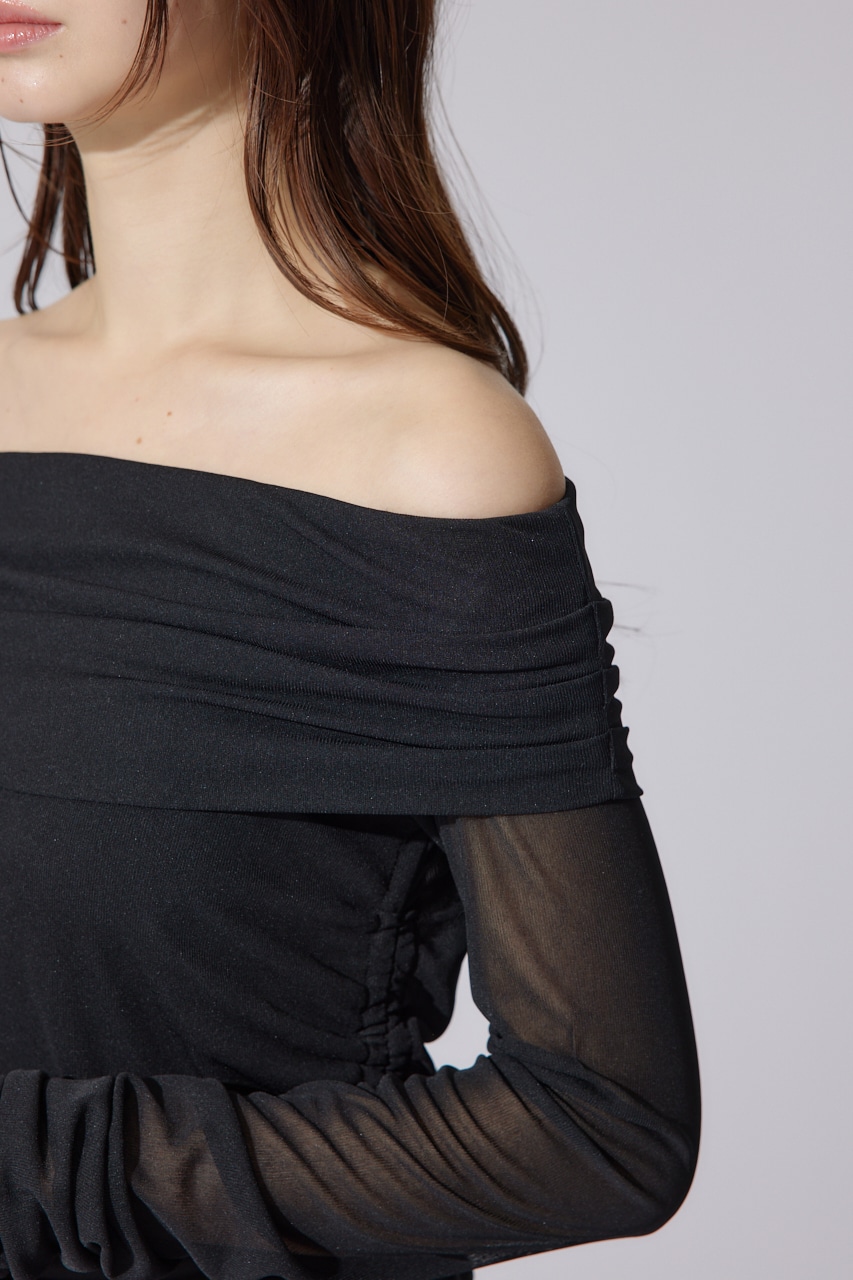 オフショルレディーシアートップス BLK FREE