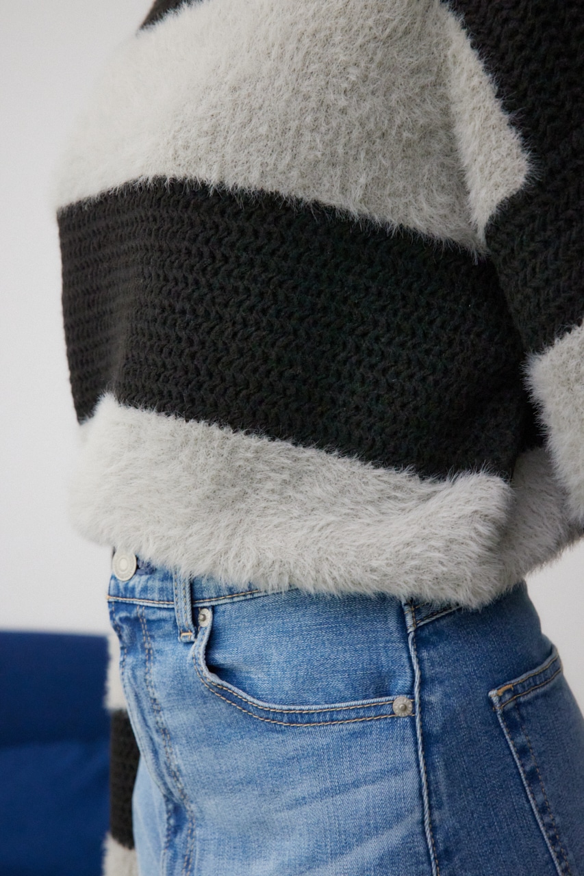 シャギーボーダープルオーバー D/GRY FREE