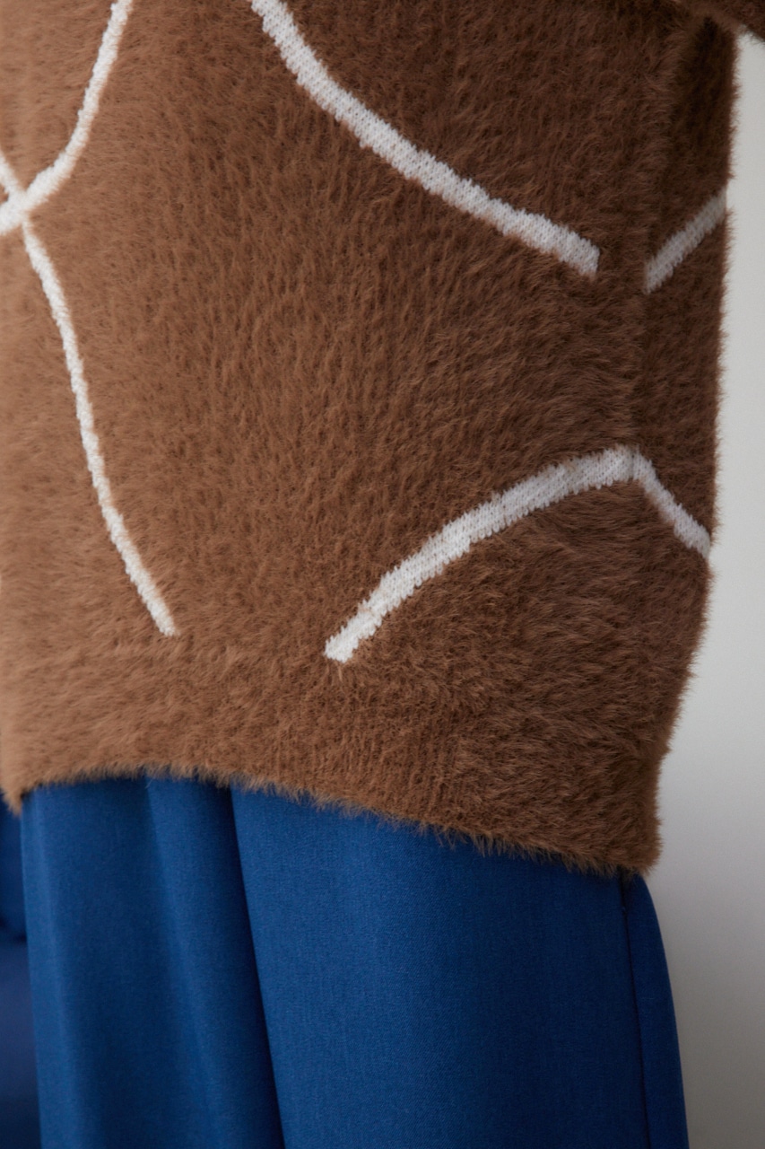 ニュアンスライン柄ニット BRN FREE