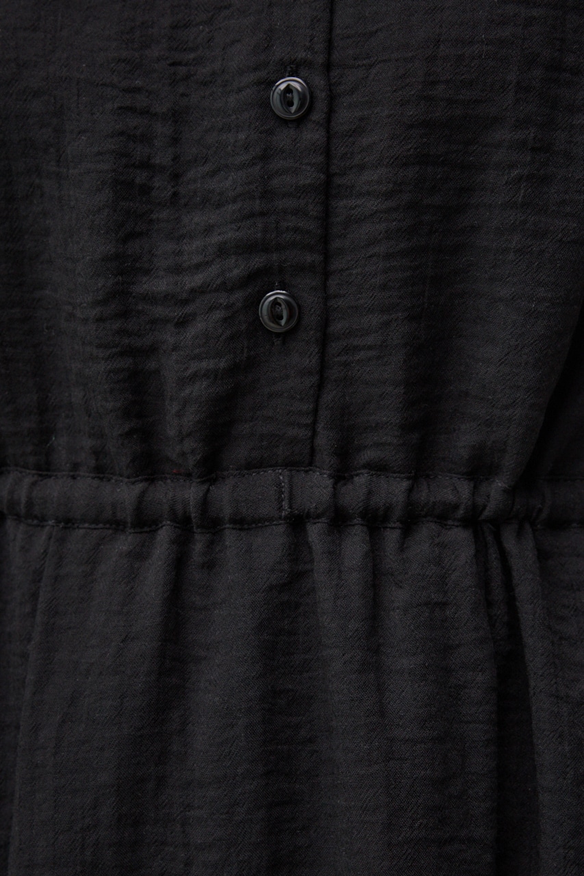 ウエスト切替袖ギャザーノースリーブワンピース BLK S