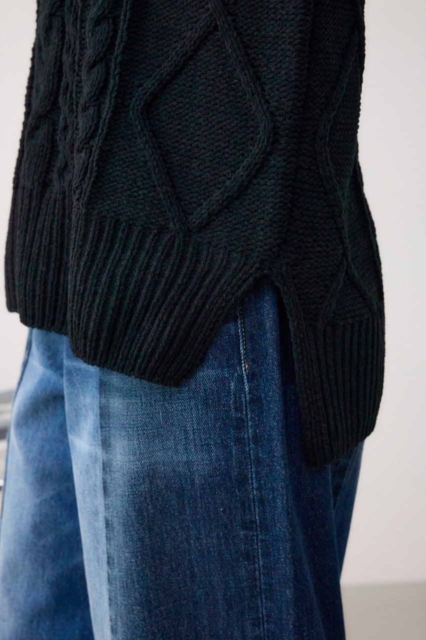 AZUL BY MOUSSY | シェニールケーブルVネックロングニットトップス