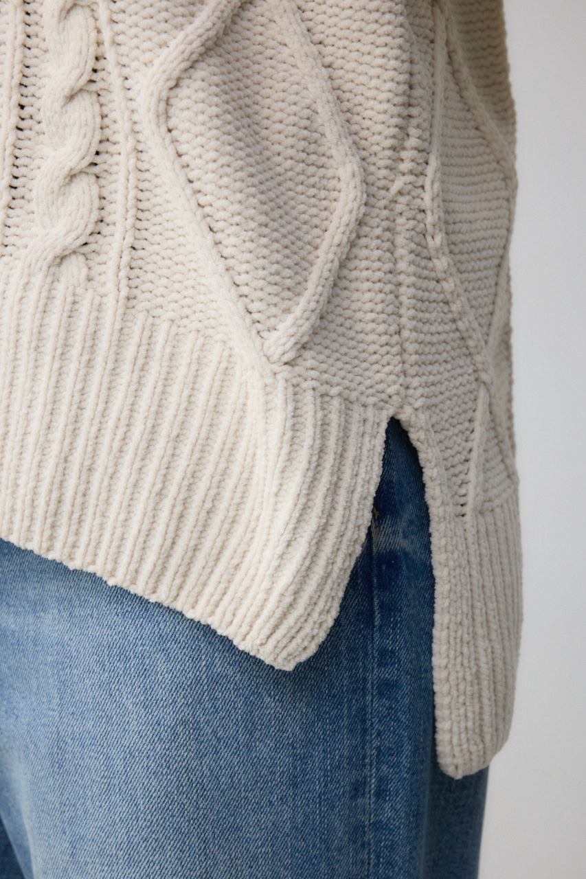 AZUL BY MOUSSY | シェニールケーブルVネックロングニットトップス