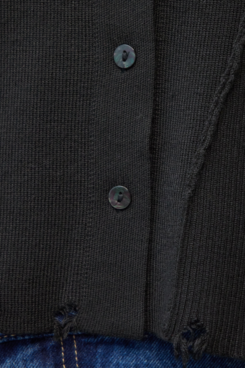 ダメージスイッチングカーディガン BLK FREE