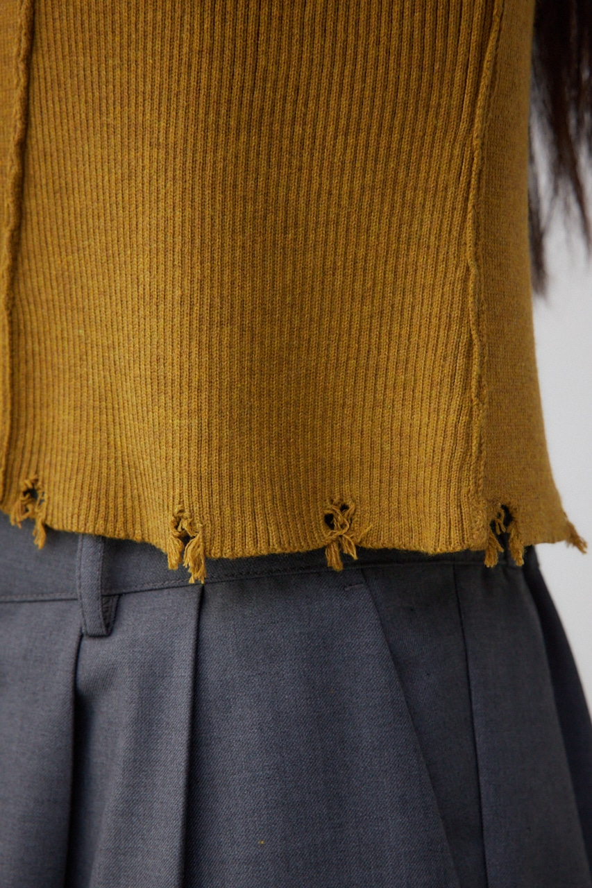 ダメージスイッチングカーディガン D/YEL FREE