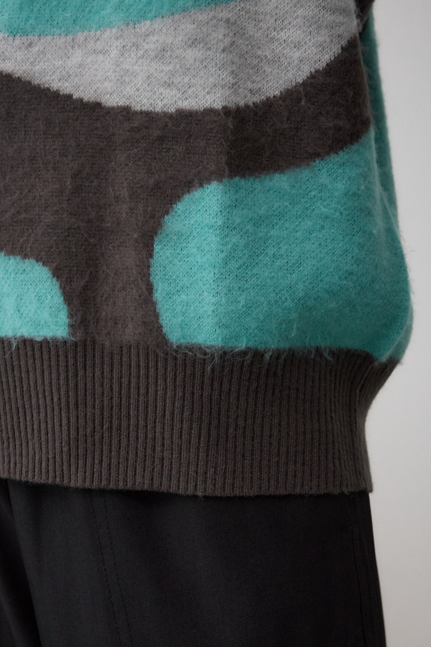 マーブルジャガードニットトップス 柄MINT FREE