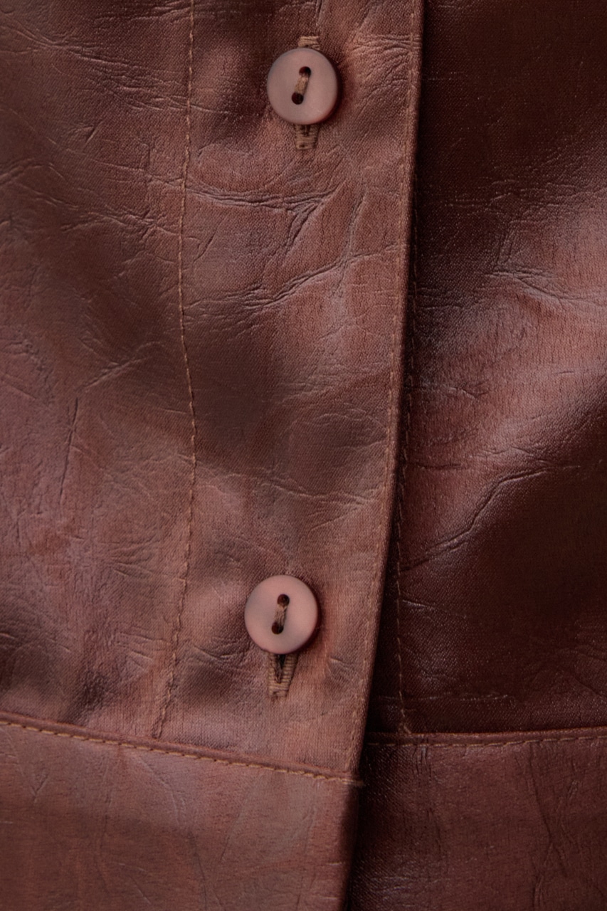 フェイクレザーシャツ D/BRN FREE