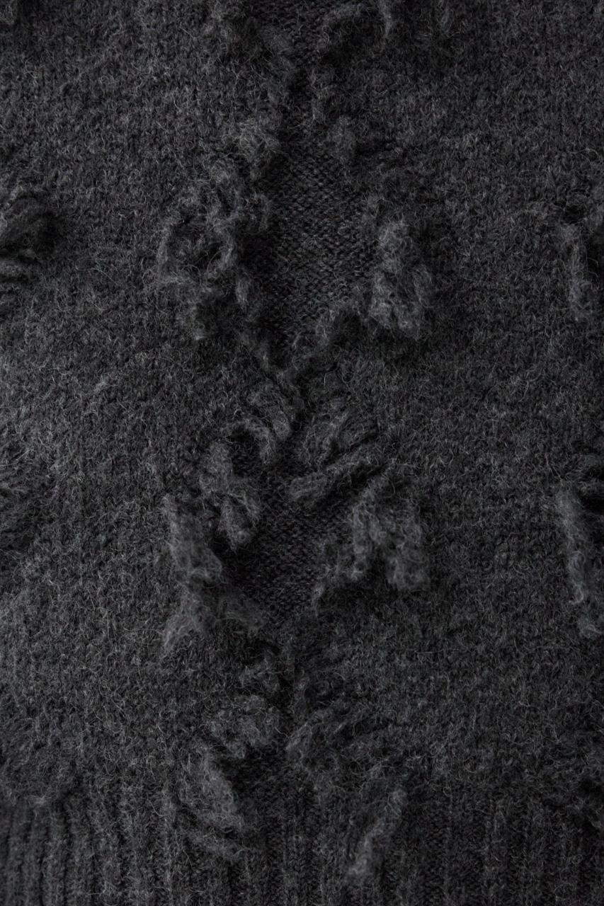 フリンジジャガードニット C.GRY FREE