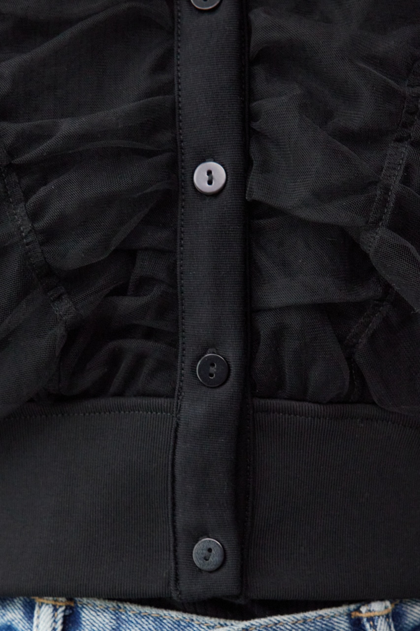 チュールドッキングカーディガン BLK FREE