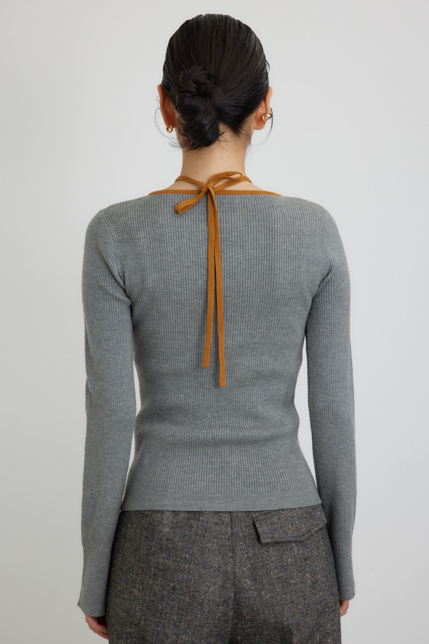 【PLUS】ベストレイヤードホルターネックニット T.GRY FREE