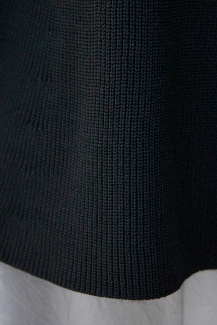 ペプラム5分袖ニットトップス BLK FREE