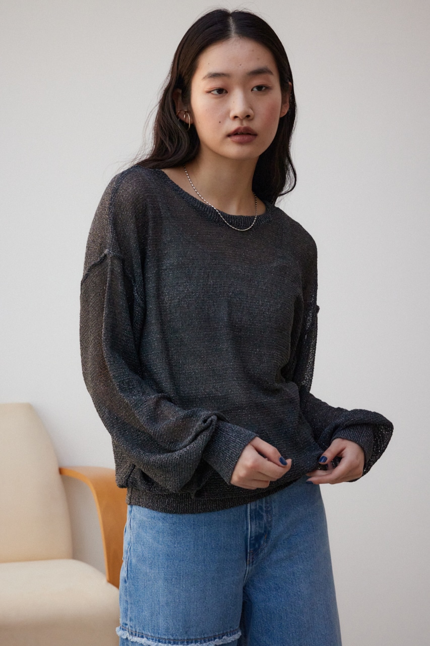 シアーグリッタールーズニット BLK FREE