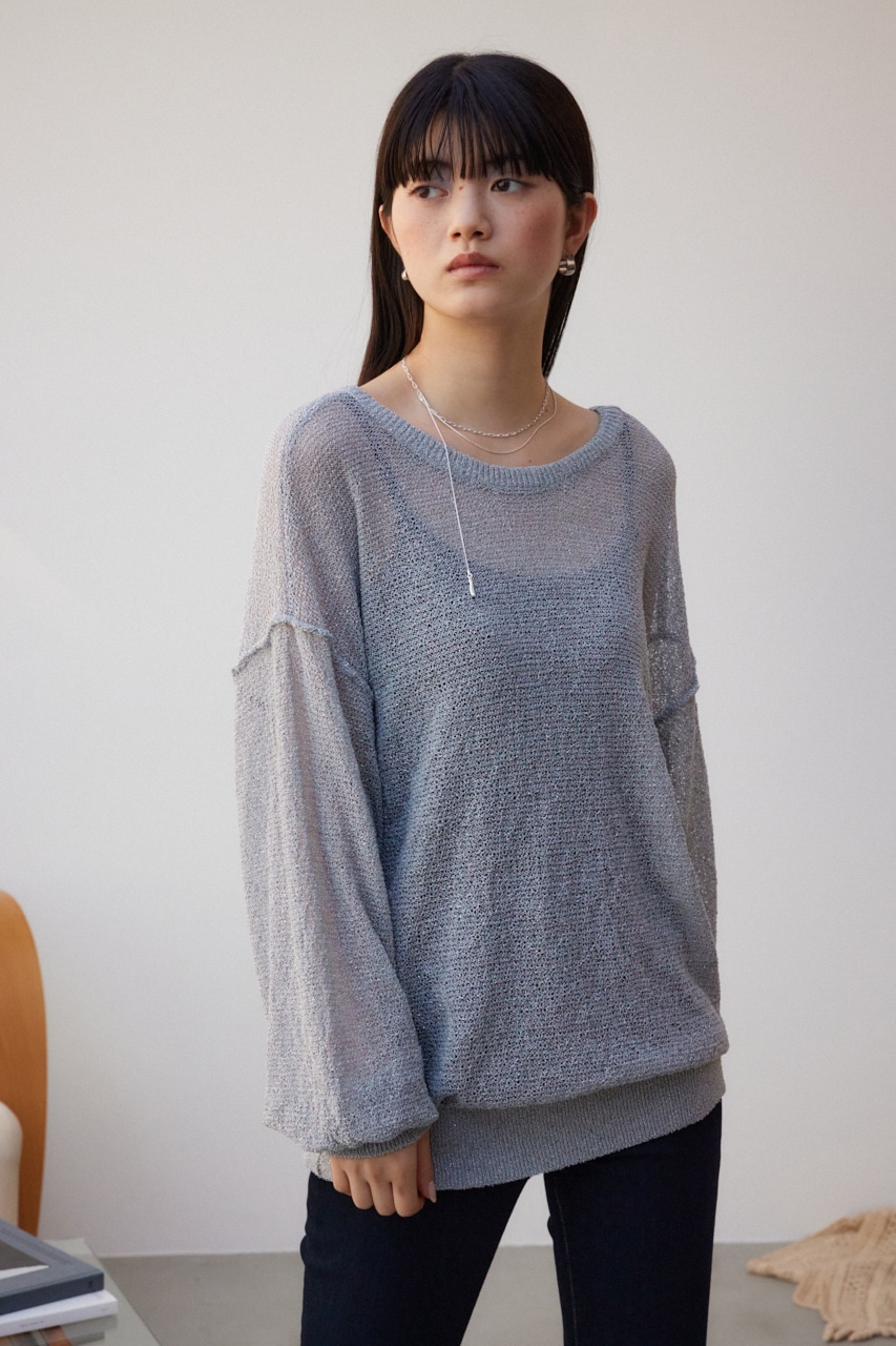 シアーグリッタールーズニット L/GRY FREE