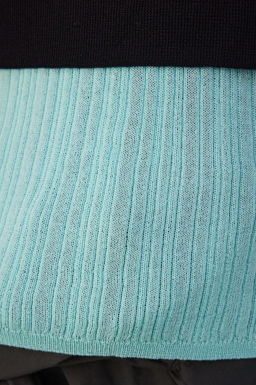 【PLUS】シアーレイヤードニットトップス MINT FREE