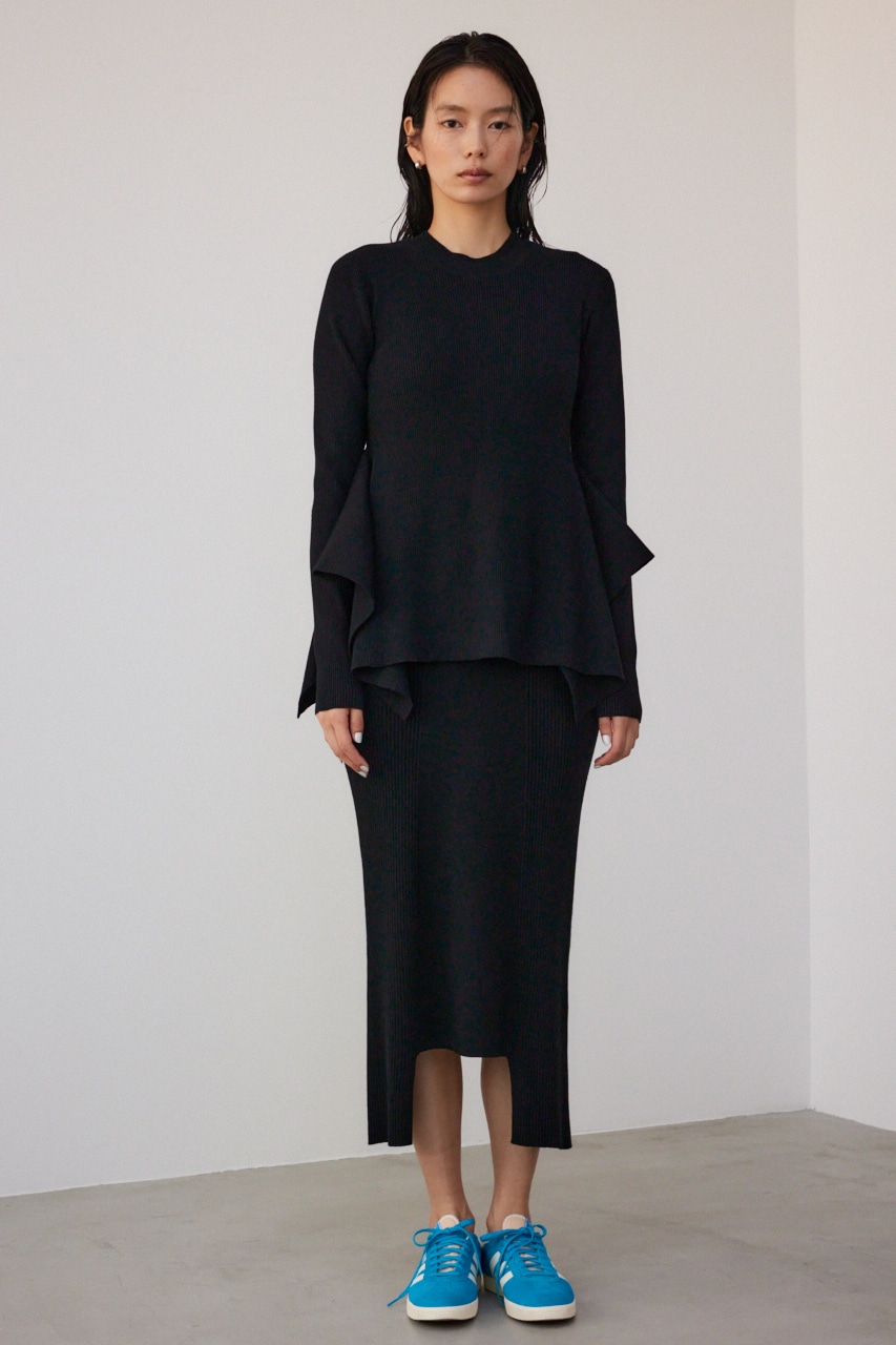 【PLUS】ベストレイヤードドレープワンピ BLK M