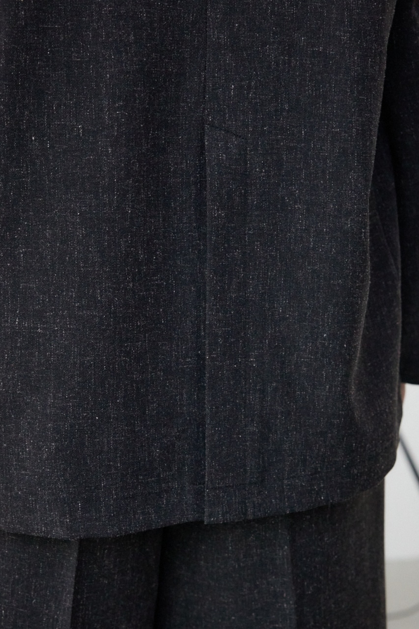 ポリエステルリネンミックスダブルジャケット L/BLK FREE