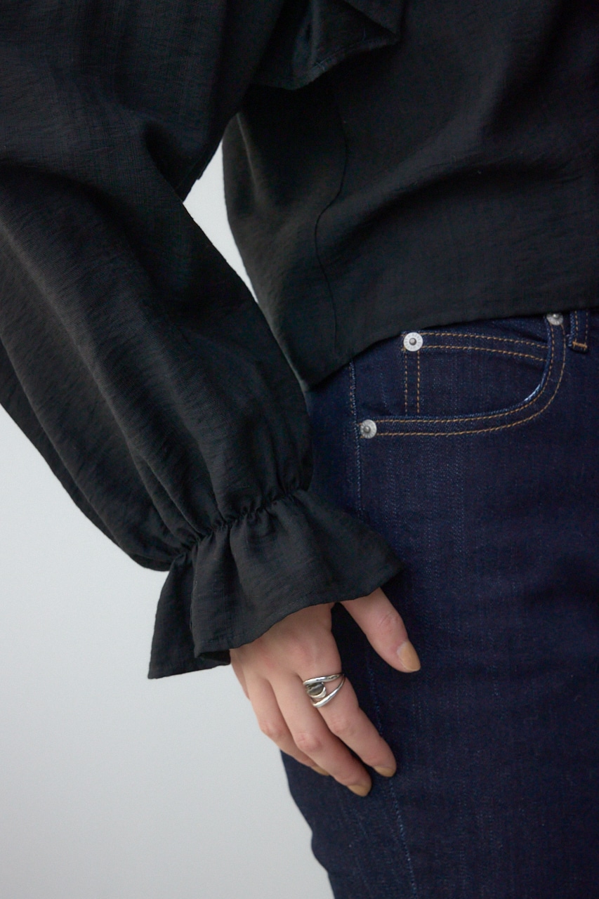 ラッフルフリルブラウス BLK FREE