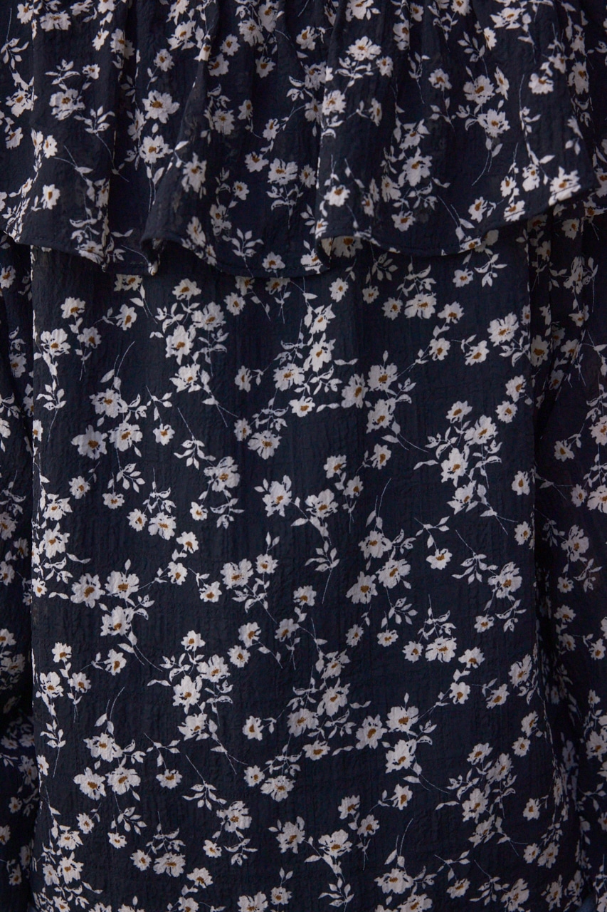 シアーチェックフラワー柄ブラウス 柄BLK FREE