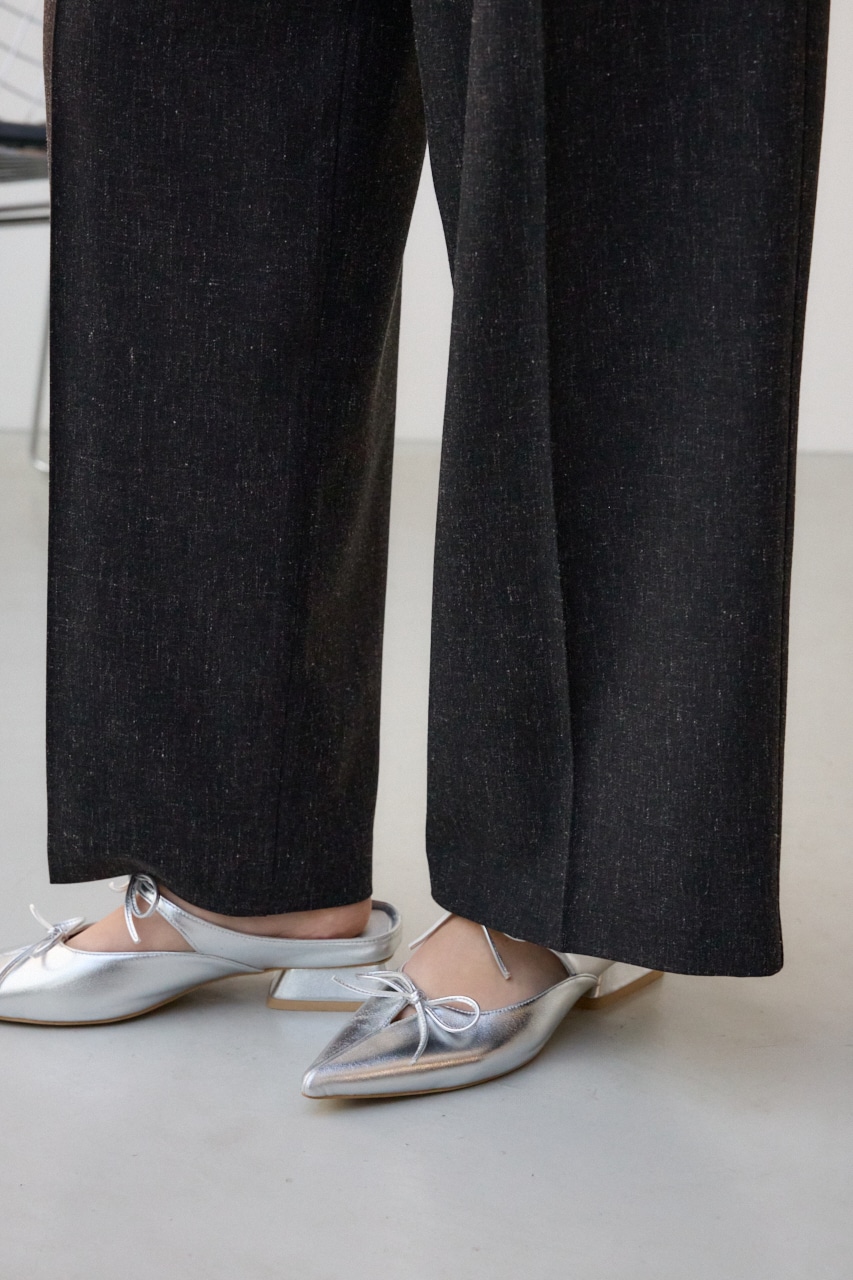 ポリエステルリネンミックスワイドパンツ L/BLK S