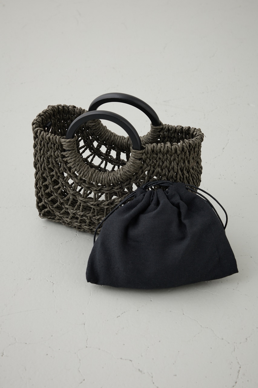 編み込みショルダーバッグ BLK FREE