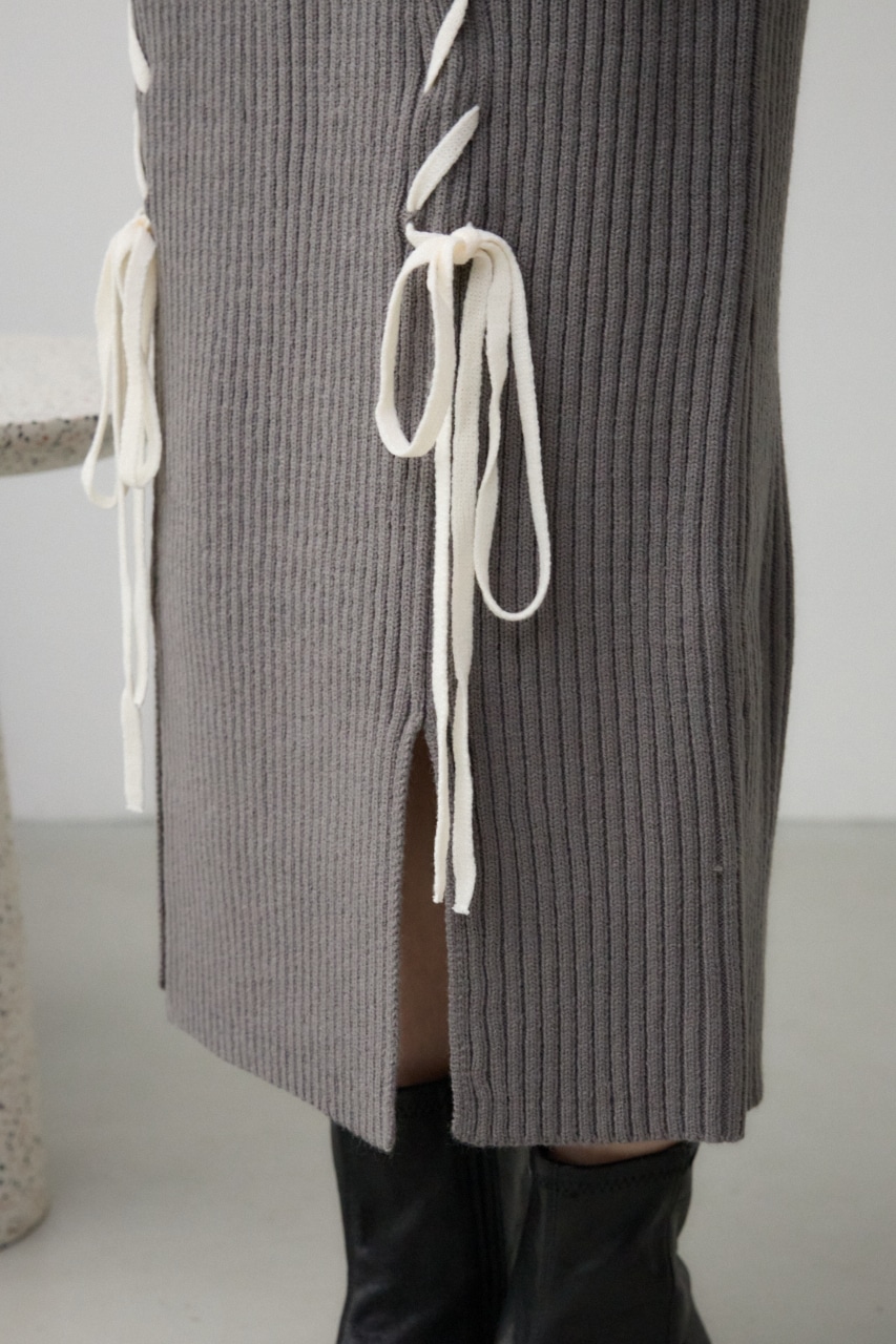 ステッチデザインリブスカート GRY FREE