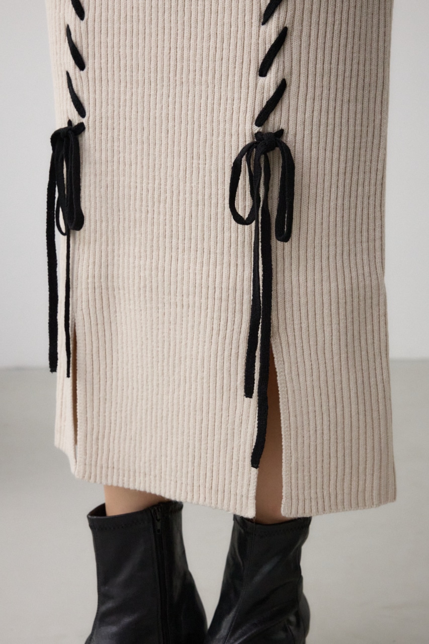 ステッチデザインリブスカート IVOY FREE