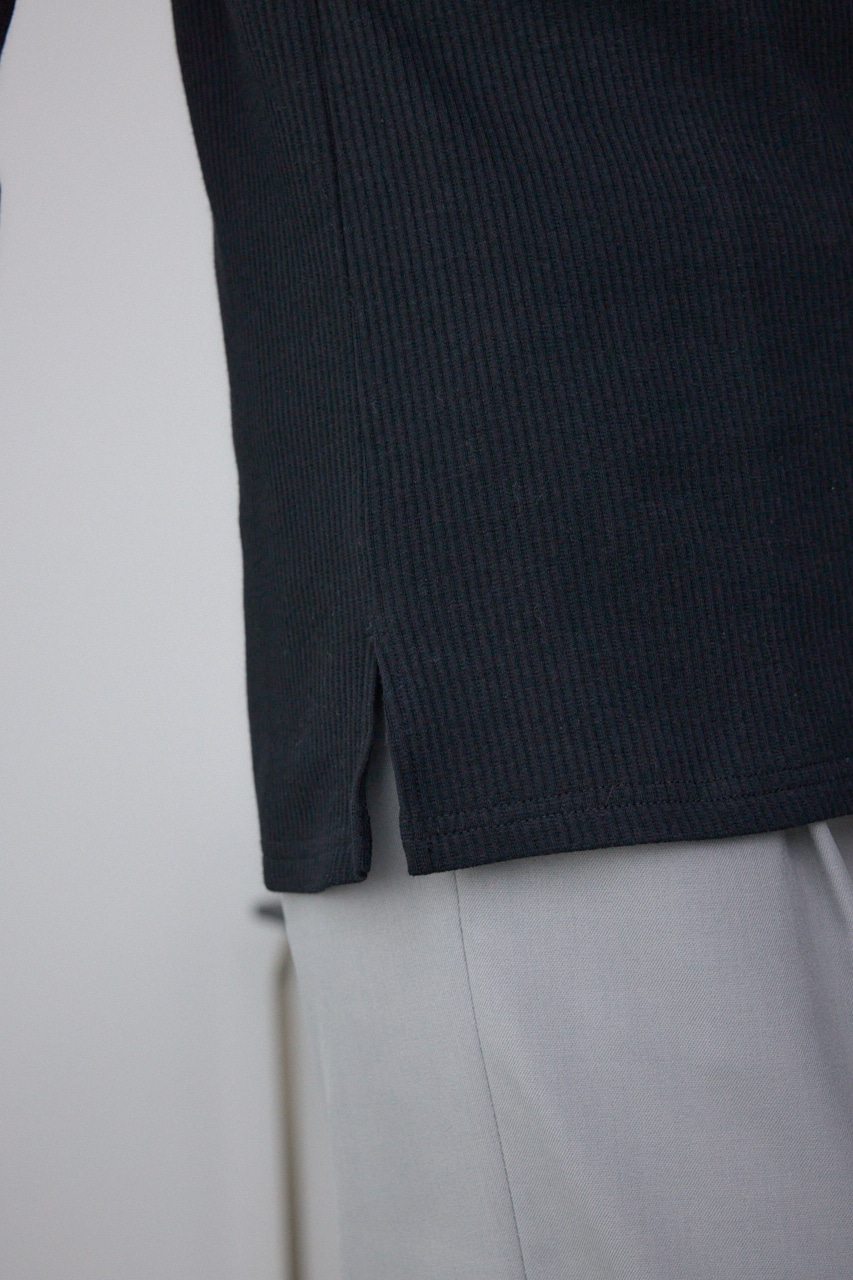 シアーネックリブトップス BLK FREE