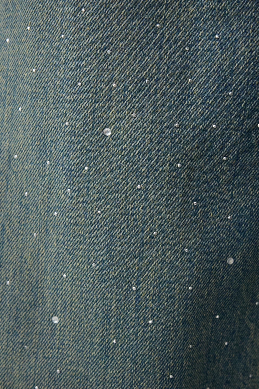 AZUL DENIM ラインストーンワイドデニム BLU M