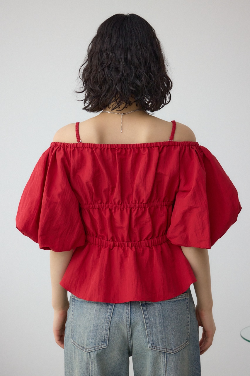 パフショルダー2WAYブラウス RED FREE