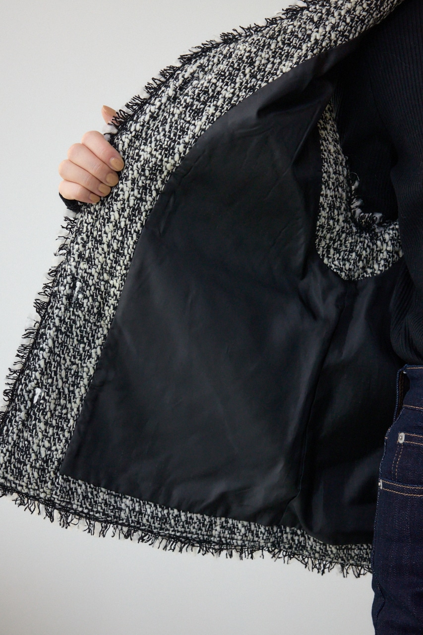 ツイードフリンジベスト 柄WHT FREE